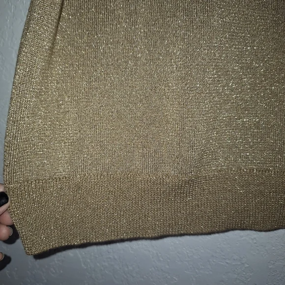 NWT LaurenRalphLauren Silk Blend Sequin Gold Turtleneck Sleeveless Sweater 2X - Picture 4 of 6